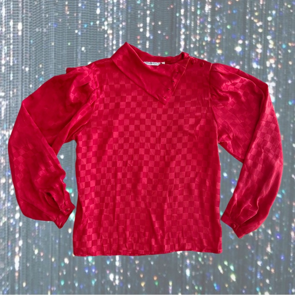 Saks Fifth Avenue Silk Red Checkered Blouse